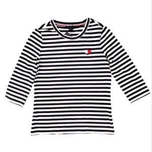 Tommy Hilfiger Women's White‎ Navy Stripe 3/4 Sleeve Top Size XS